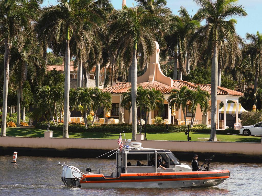 A US Coast Guard boat patrols in front of President Donald Trump's Mar-a-Lago n Palm Beach, Florida. Picture: Joe Raedle/Getty Images