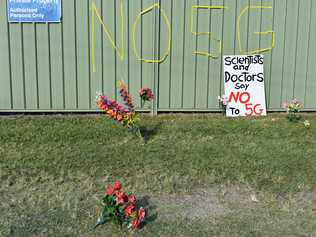 Anti 5G protest at the communications tower in Daley St in Mullumbimby.