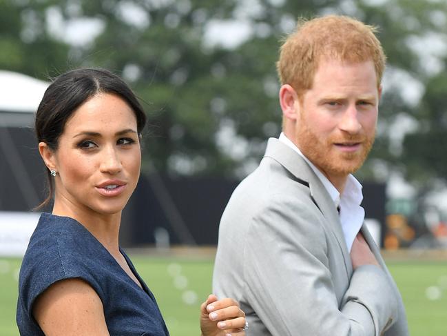 WINDSOR, ENGLAND - JULY 26:  Meghan, Duchess of Sussex and Prince Harry, Duke of Sussex attend the Sentebale ISPS Handa Polo Cup at the Royal County of Berkshire Polo Club on July 26, 2018 in Windsor, England.  (Photo by Karwai Tang/WireImage)