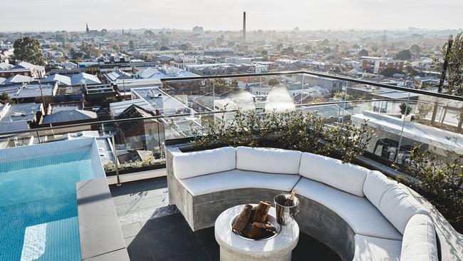 City views from the rooftop pool at Veriu Collingwood.