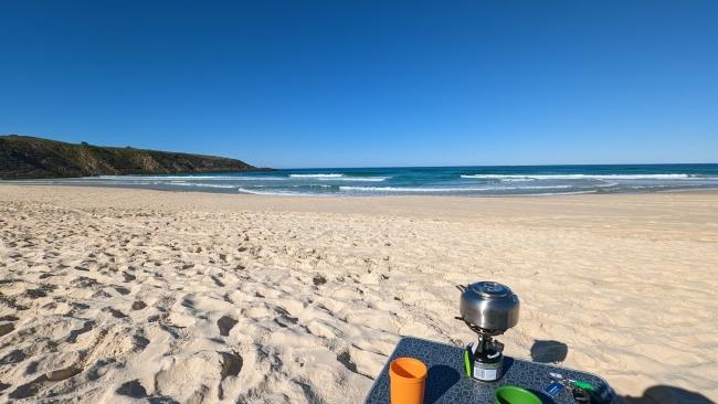 Sunny with a chance of coffee... Treachery beach wasn't exactly crowded, even on a Saturday.