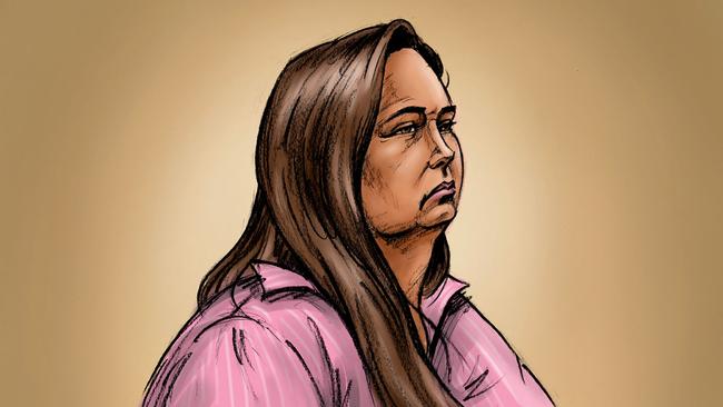 A court sketch from the Supreme Court of Victoria shows Erin Patterson as she faces trial.