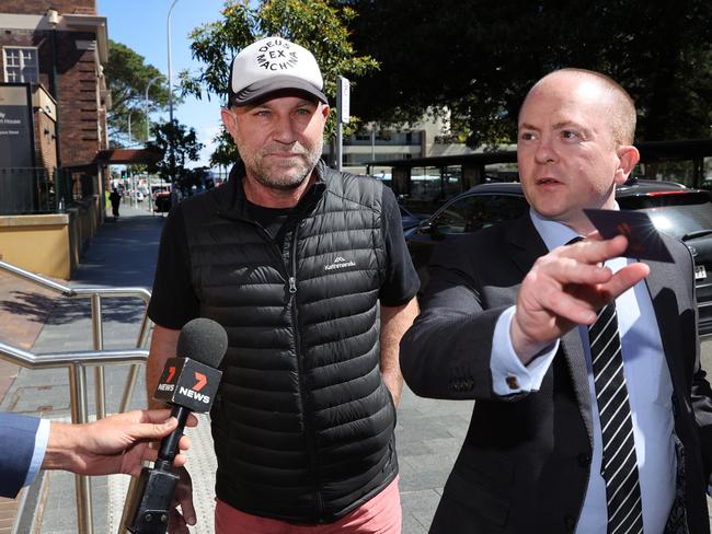 Pictured Leaving Manly Police Station in Sydney is former Australian cricketer Michael Slater who has been arrested on domestic violence charges.Picture: Richard Dobson