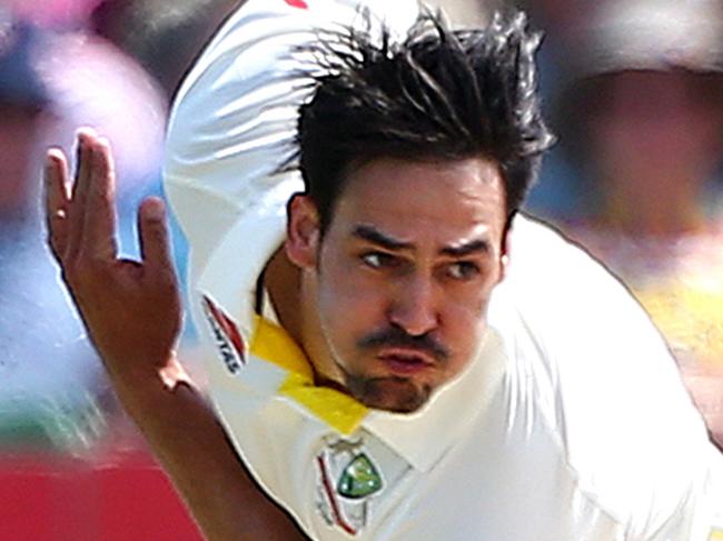 CANTERBURY, ENGLAND - JUNE 26: Mitchell Johnson of Australia bowls during day two of the tour match between Kent and Australia at The Spitfire Ground, St Lawrence on June 26, 2015 in Canterbury, England. (Photo by Charlie Crowhurst/Getty Images)