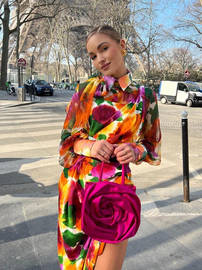 Former Miss Universe Australia Olivia Molly Rogers posting fashion pictures from Paris Fashion Week 2023. Picture: @oliviamollyrogers / Instagram