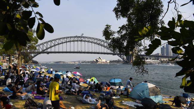 A photo of the crowds at Blues Point Reserve during a previous New Year’s Eve event.