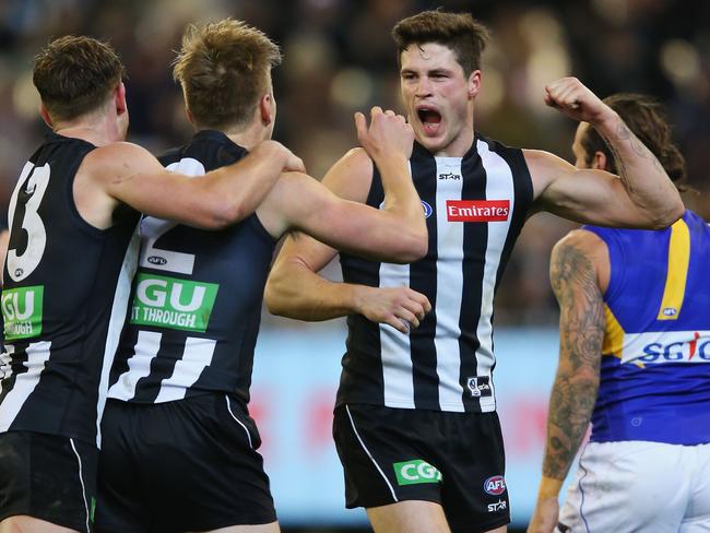 Jack Crisp celebrates a goal. Picture: Getty Images