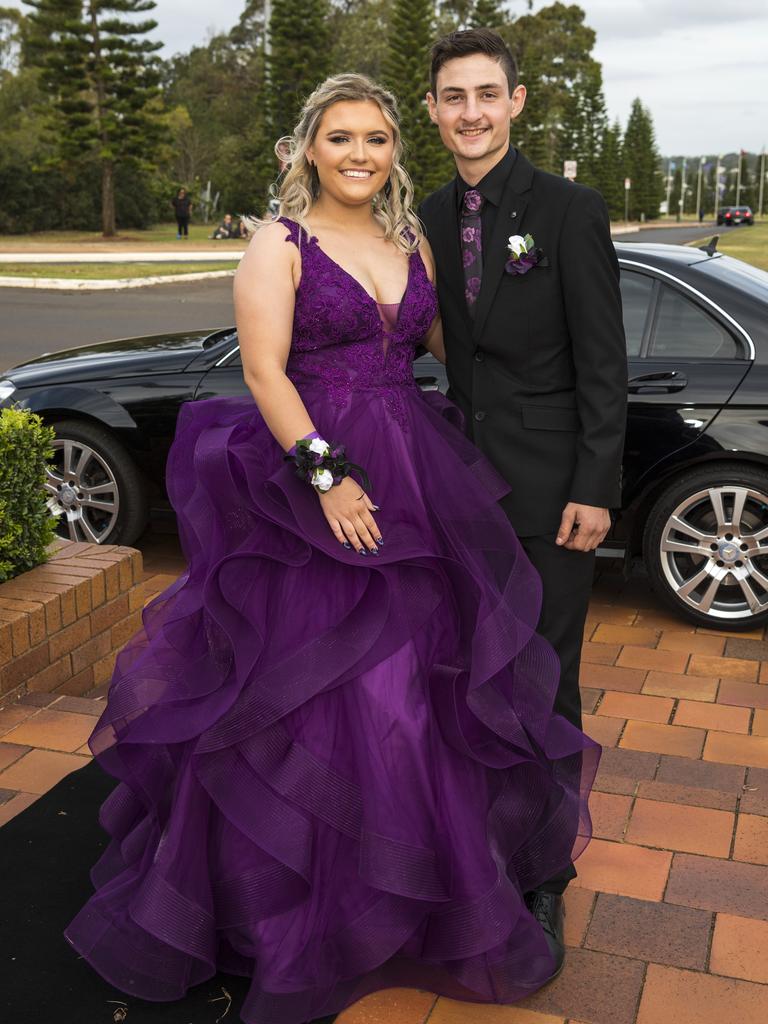 Ange Lloyd and Josh McDonald arrive at Wilsonton State High School formal at USQ, Wednesday, November 18, 2020. Picture: Kevin Farmer