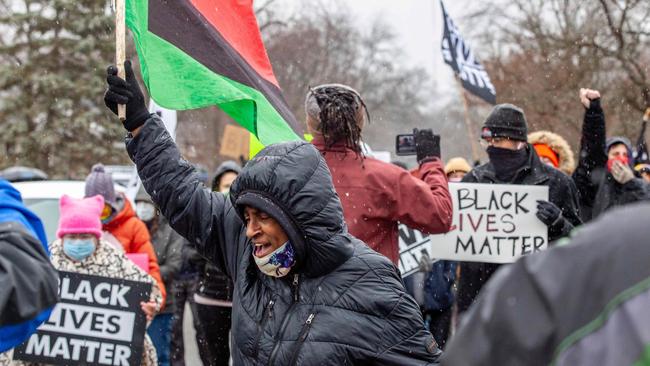 A Black Lives Matter protest against the killing of Andre Hill in Columbus, Ohio, on Thursday. Picture: AFP