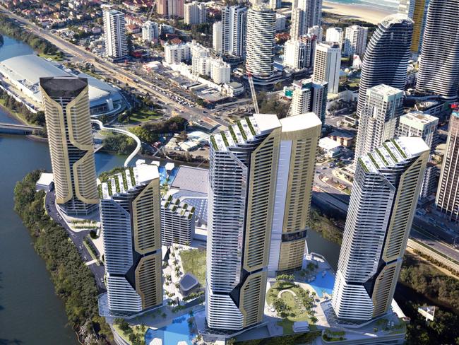 Artist impression of The Star Gold Coast's mega masterplan concept. Image: Supplied