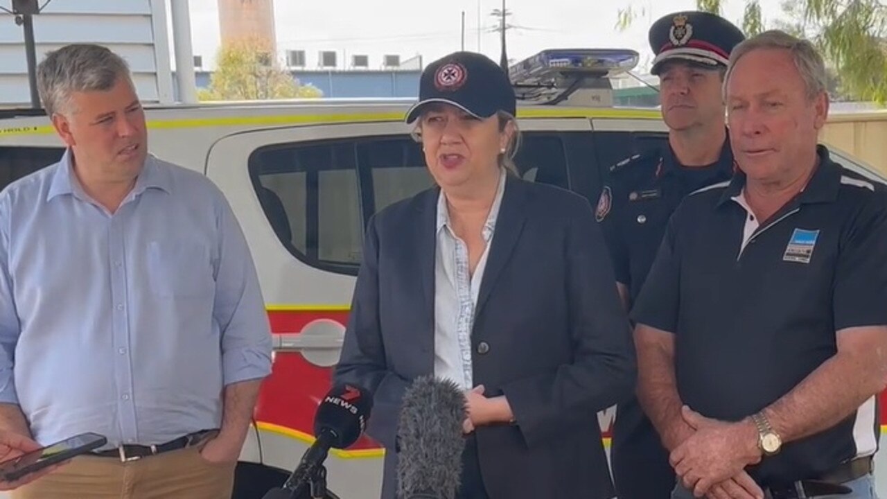 Queensland Premier Annastacia Palaszczuk and Police Minister Mark Ryan visit Dalby on Friday afternoon in the wake of deadly bushfires that have destroyed more than a dozen homes across the Western Downs.