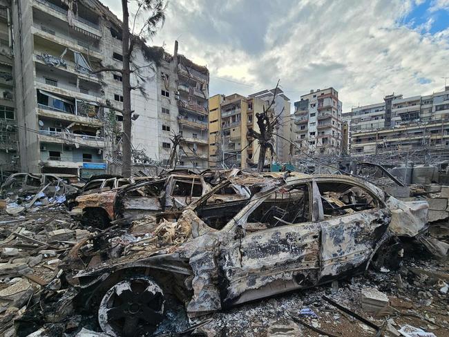 A picture shows the destruction and debris on Beirut's southern suburb of Haret Hreik on November 27, 2024, which was targeted by Israeli strikes hours before a Hezbollah-Israel ceasefire took effect. (Photo by AFP)