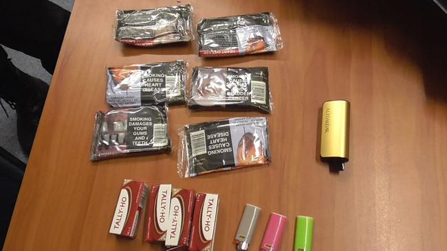 Inside the bucket, officers found a bag containing a vape and tobacco.