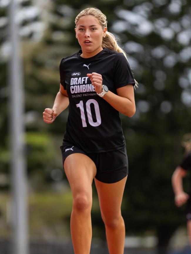 Brisbane Lions Academy winger Sophie Peters at the AFLW Combine. Photo: Ben Grimes