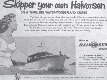 An advertisement for Halvorsen cruisers c. 1960s. .