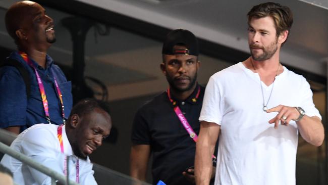 Hemsworth admitted to being star struck during his meeting with Bolt. Picture: AAP Image/Dan Peled