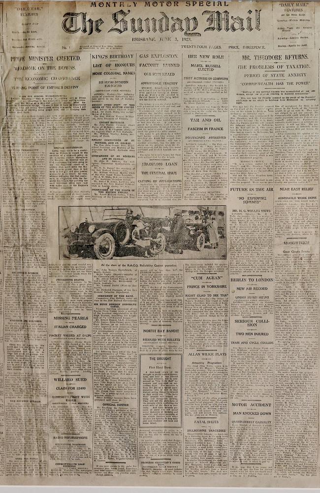 The first edition of The Sunday Mail dated June 3, 1923