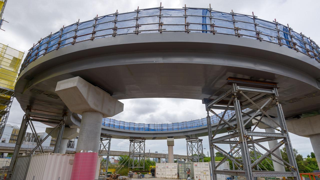 Construction is underway on the Boggo Road station in Dutton Park for the Cross River Rail.