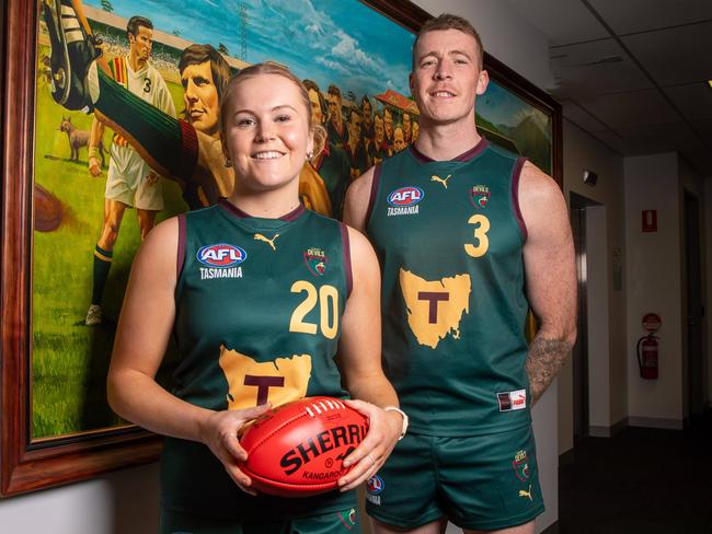 Tasmanian representatives Grace White and Sam Siggins last year. Picture: Linda Higginson