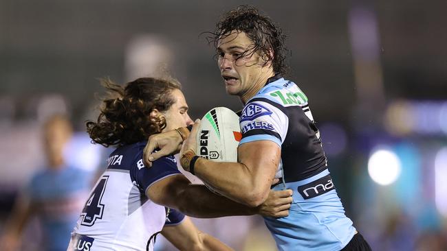 Nicho Hynes was superb against as the Sharks smashed the Cowboys. Picture: Getty Images