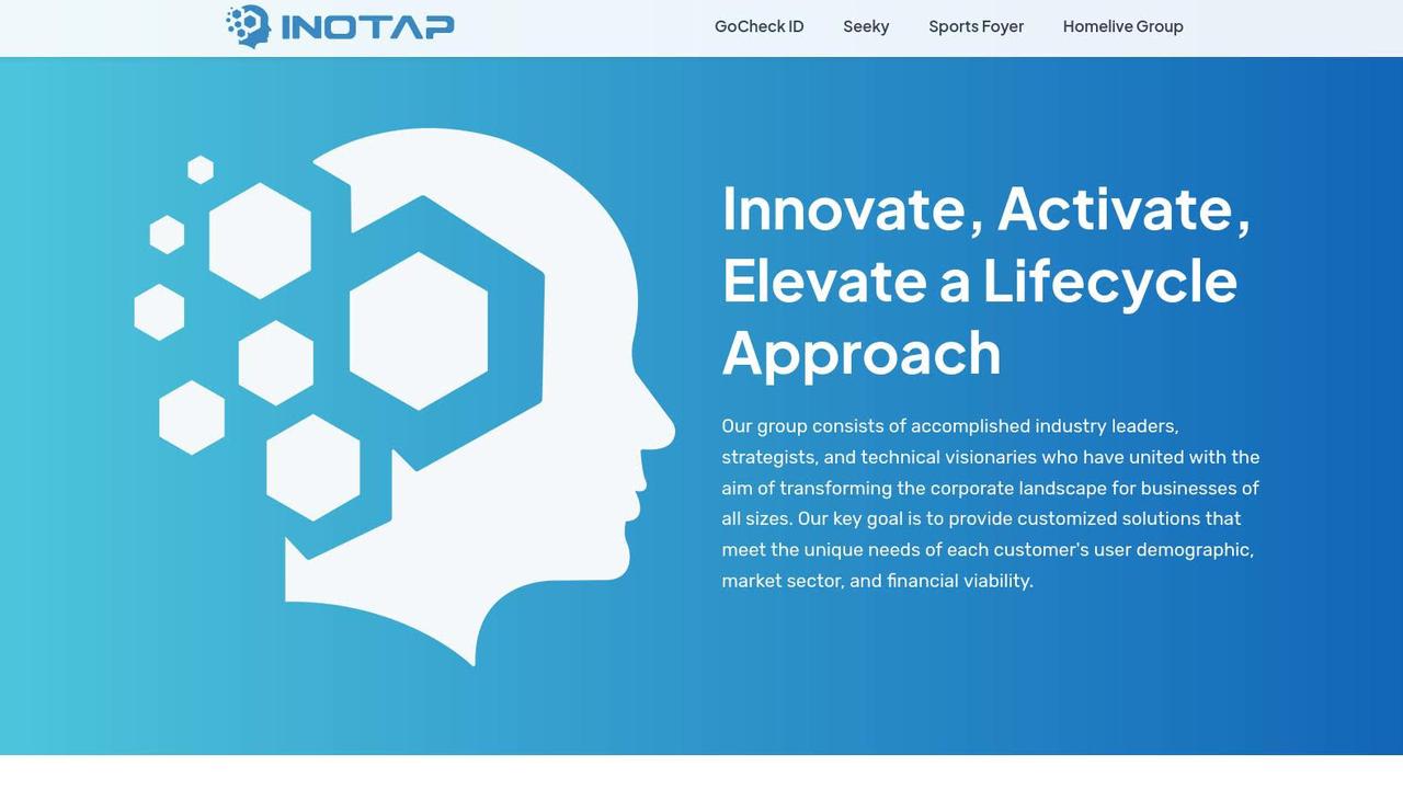 The now deleted Inotap website. Picture: Supplied