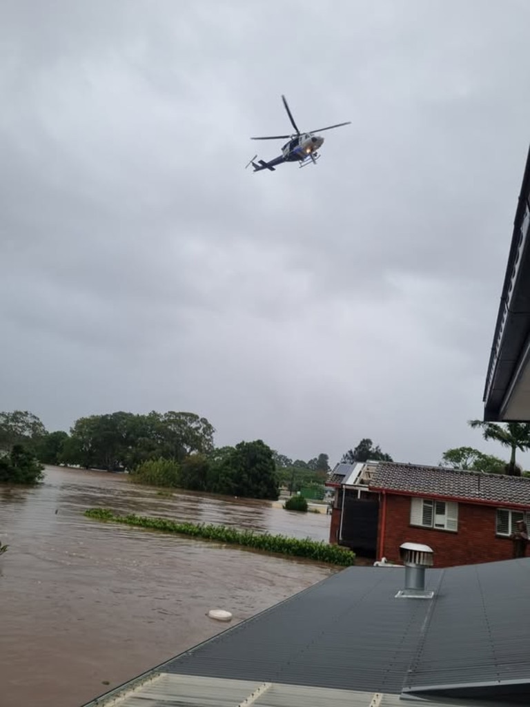 A terrifying helicopter rescue mission was taken by police to rescue a young family in NSW. Picture: Facebook