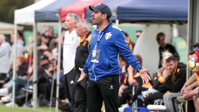 Coach Steve De Giovanniello parted ways with West Adelaide following the club’s 3-0 Premier League soccer loss to Adelaide United youth on Saturday. Picture: Adam Butler