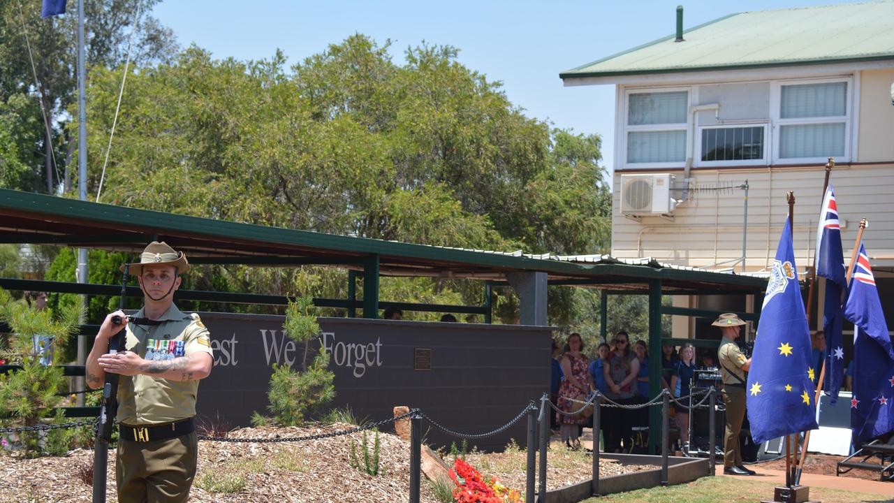 The OIC Catafalque Party at the 2019 Kingaroy Remembrance Day service at KSHS. (Photo: Jessica McGrath)