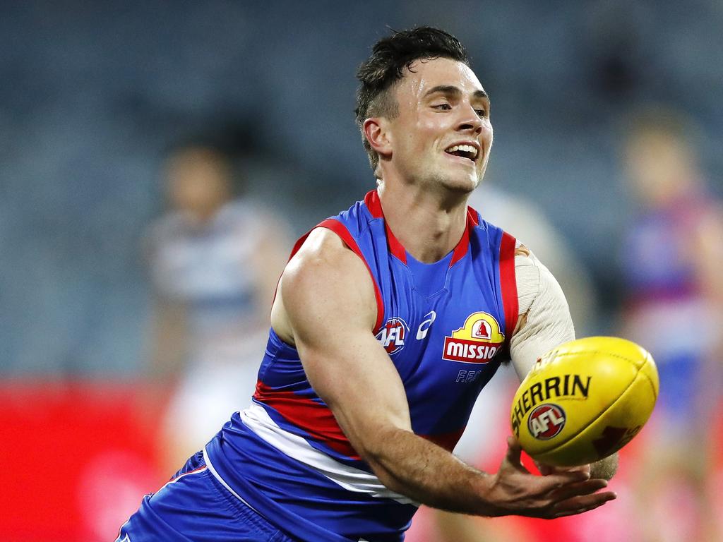 Toby McLean made his return from an ACL injury against the Cats. (Photo by Dylan Burns/AFL Photos via Getty Images)