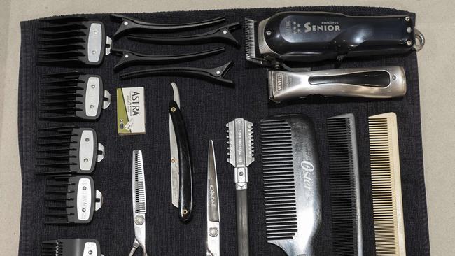 Certificate III in Barbering students are equipped with all the tools of the trade. Picture: Matthew Vasilescu