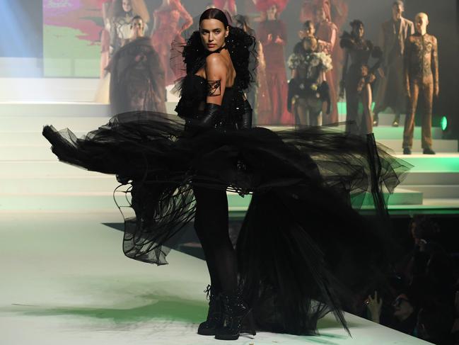 Bradley Cooper’s ex-girlfriend Irina Shayk also walked the runway wearing this dramatic ensemble. Picture: Getty Images