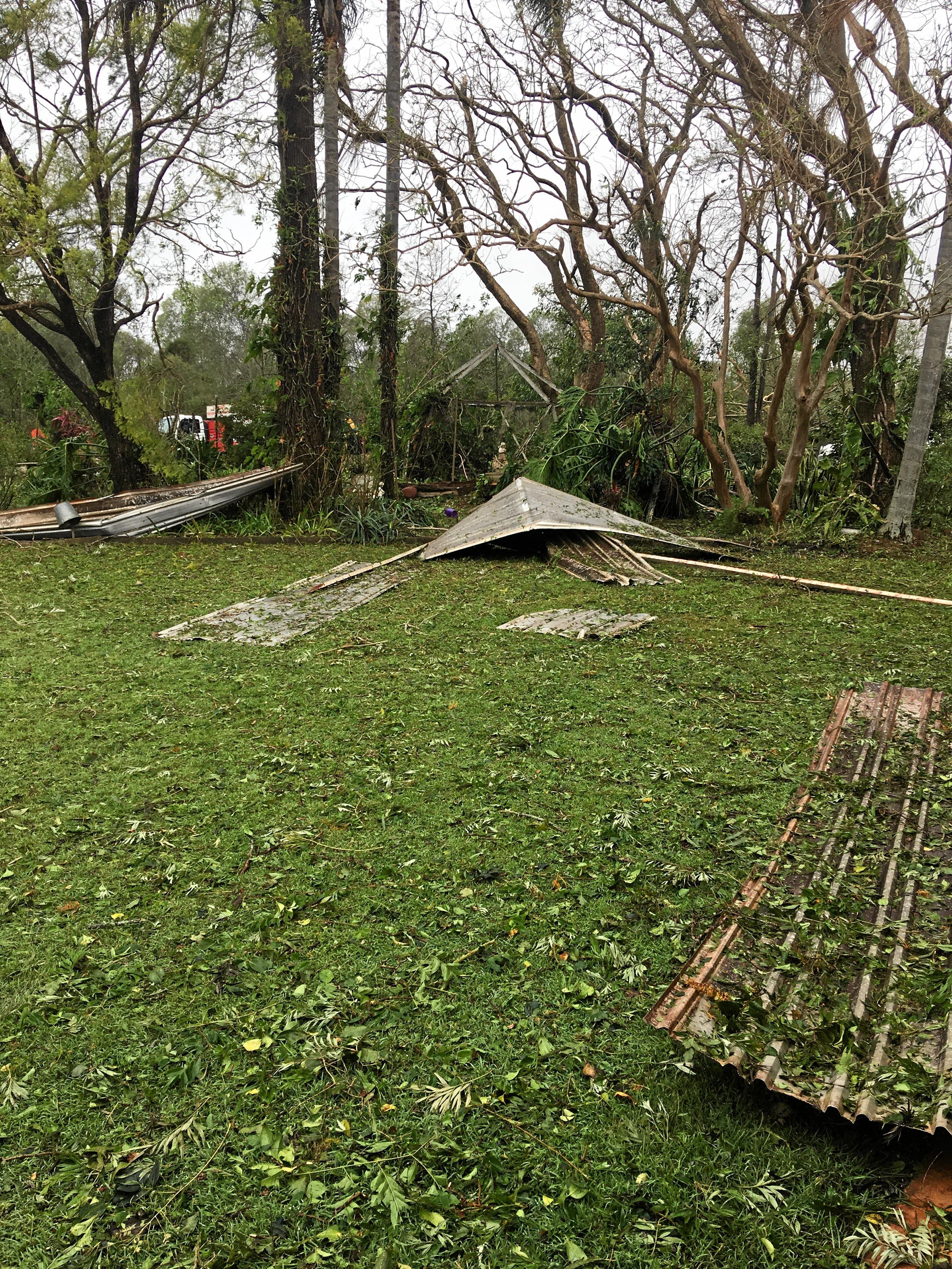 POTTED AND PUMMELED: The lavender farm took the brunt of the storm, receiving buckets of hail and broken windows before losing the roof off of the antique shed. Picture: Erin Anne Zaleski