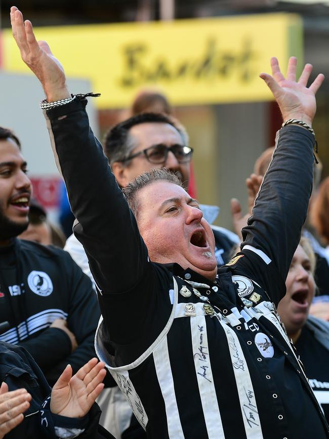 David Shelley from Tha Alberton Crowd during the Rundle Mall Grand Final Eve Presentations .Picture: AAP Image/Mark Brake