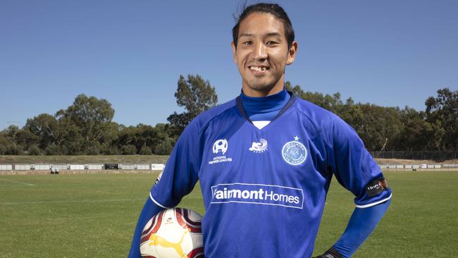 Adelaide Blue Eagles’ Yohei Matsumoto scored the eventual match winner for his side at the weekend. Picture: Emma Brasier