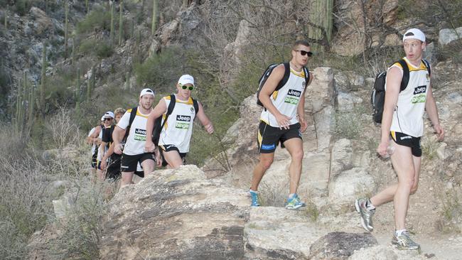 Dylan Grimes and Dustin Martin lead the Tigers on a hike in Arizona’s Sabino Canyon.