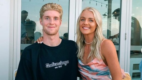 Western Bulldogs ruckman Tim English and partner Rudi Ellis, a Queensland Firebirds netballer.