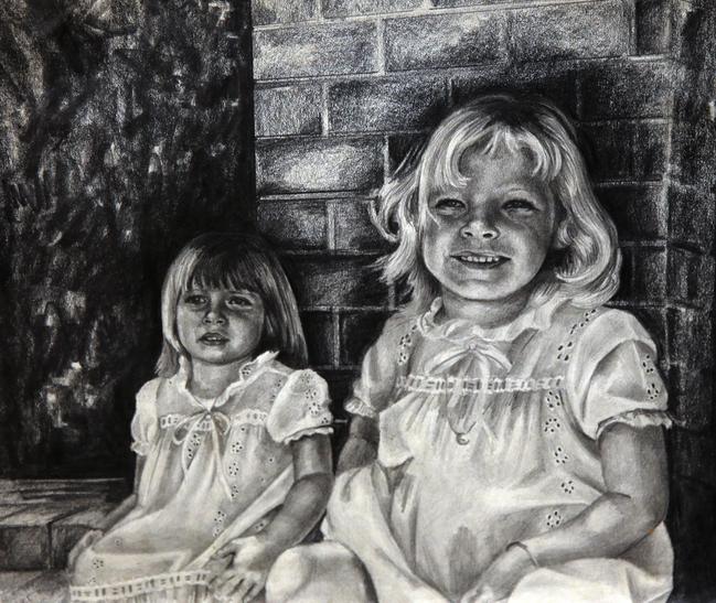 Adoring mum Lyn Dawson commissioned a series of sketches of her daughters Sherryn, 2, and Shanelle, 4, which she never got to see.