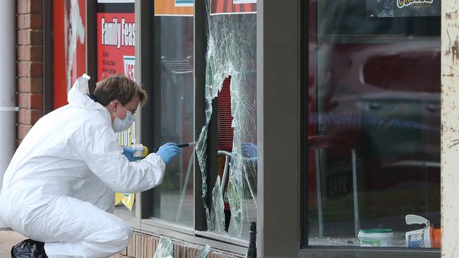 Fish and Chips and Pizza site in Corio where a man was critically injured. Picture: Alan Barber