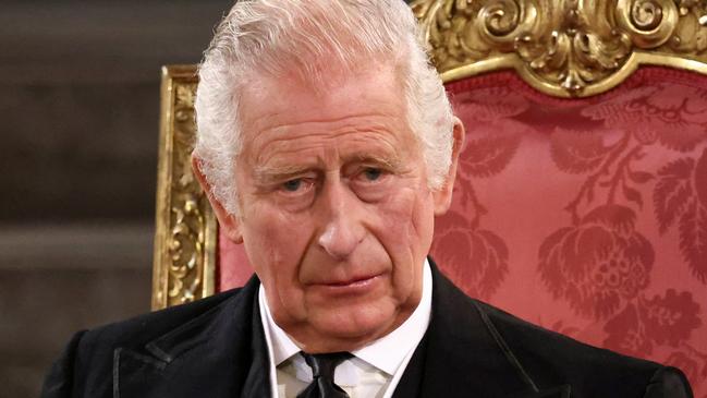 LONDON, ENGLAND - SEPTEMBER 12: Britain's King Charles III looks on during the presentation of Addresses by both Houses of Parliament in Westminster Hall, inside the Palace of Westminster on September 12, 2022 in London, England. The Lord Speaker and the Speaker of the House of Commons presented an Address to His Majesty on behalf of their respective House in Westminster Hall following the death of Her Majesty Queen Elizabeth II.  The King replied to the Addresses. Queen Elizabeth II died at Balmoral Castle in Scotland on September 8, 2022, and is succeeded by her eldest son, King Charles III. (Photo by Henry Nicholls-WPA Pool/Getty Images)