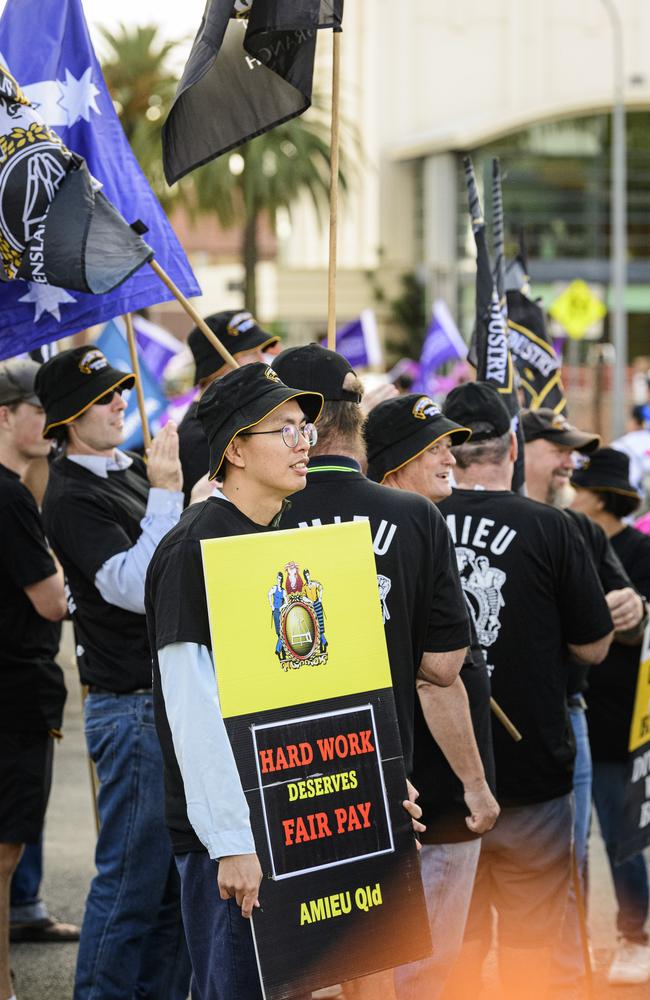 Chun-Wen Chang of AMIEU at the Toowoomba Labour Day March, Saturday, May 3, 2025. Picture: Kevin Farmer