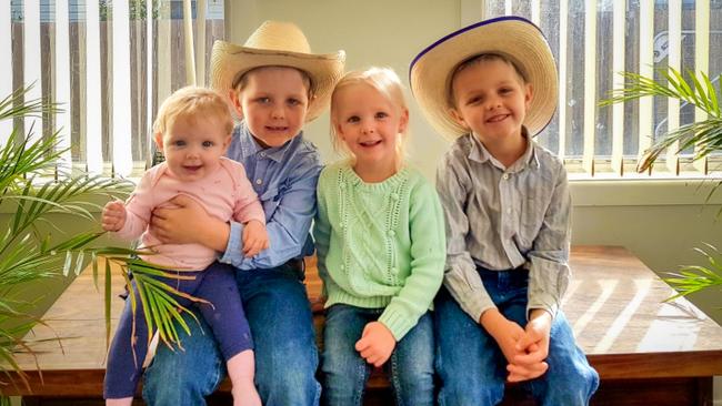 Tommy Gill with siblings Jacky, Charlotte and Clare. The family was nearly brought to ruin because of travel costs for Tommy’s cancer fight. Picture: Supplied