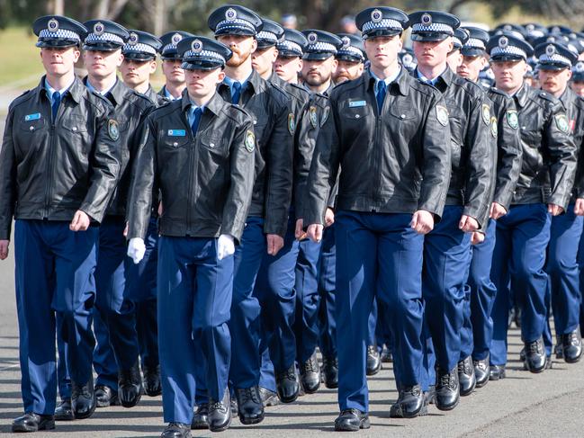 New wave of police recruits graduating the police academy in Goulburn. Picture Thomas Lisson