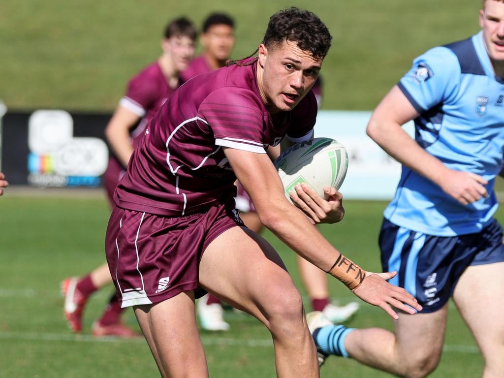 Queesnland fullback Mason Barber in action at the 2024 U18 ASSRL National Championships in Coffs Harbour. Picture: Darrell Nash/NashysPix