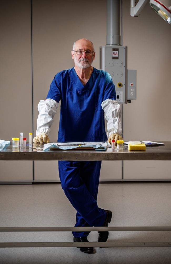 Pathologist Roger Byard in the Ray Last Laboratories. Picture: Matt Turner