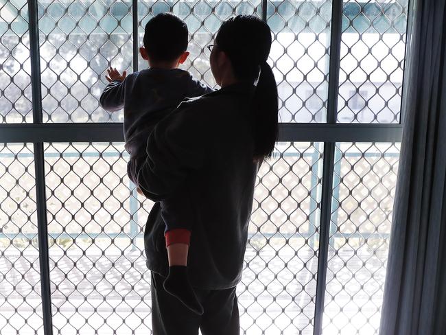 SUNDAY TELEGRAPH - 26/5/21Females in custody in the "Mothers and Childrens Program" at Jacaranda Cottages in the Emu Plains Correctional Centre pictured today. Mother and son in her cottage. Picture: Sam Ruttyn