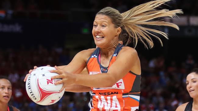Sarah Wall of the Giants during the Super Netball match between the Giants and the Magpies at Qudos Banks Arena, Homebush. Picture: Brett Costello