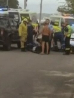 The scene in Beach street Belmont South where Guy McCulloch was stabbed in his vehicle. Credit: NBN News