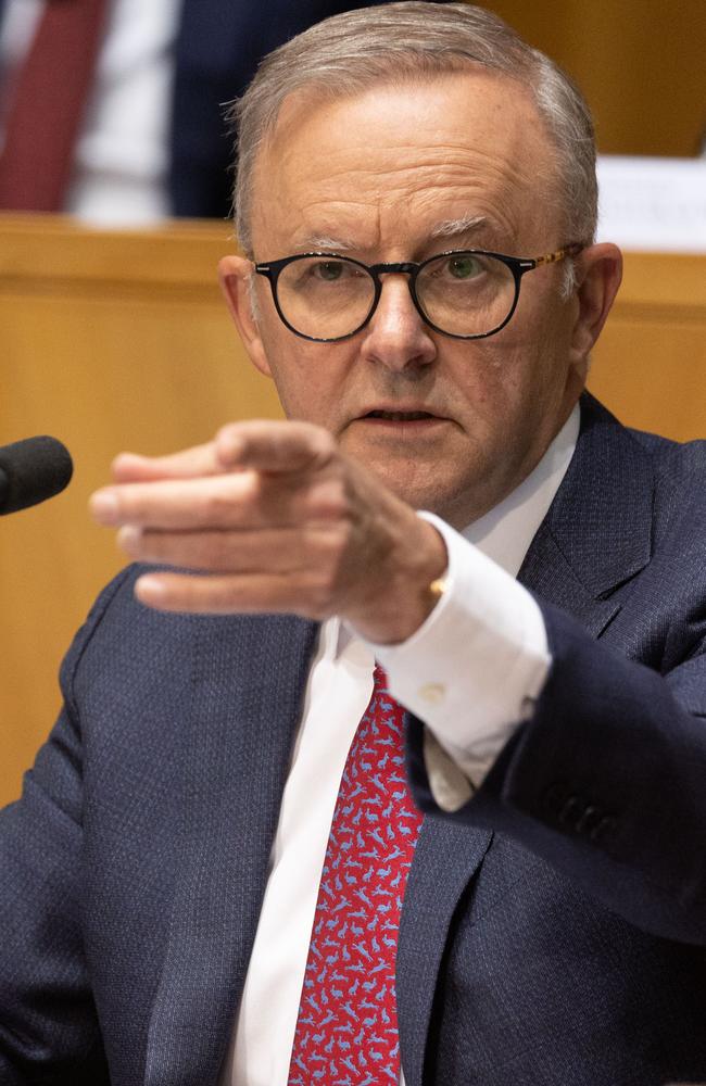 Prime Minister Anthony Albanese during a press conference at Parliament House after national cabinet in Canberra. Picture: NCA NewsWire / Gary Ramage