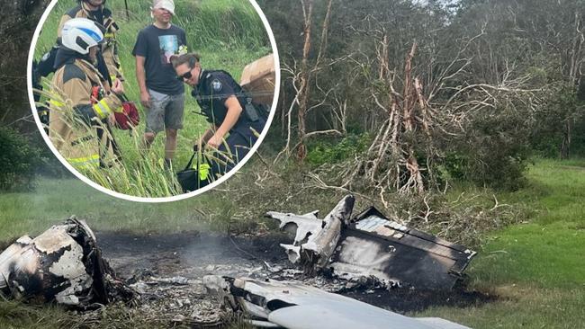 ‘That’s not a burn-off’: Moment mum spotted smoking plane wreck