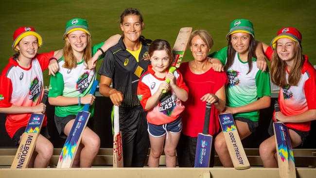 Former Australian captain and current executive Belinda Clark, third from right, wants more girls to take up cricket Picture: Mark Stewart